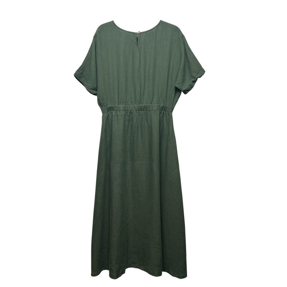 Ylistyle Linen Midi Dress Womens Large High Waist Pockets Beachy Coastal Resort - Picture 10 of 15